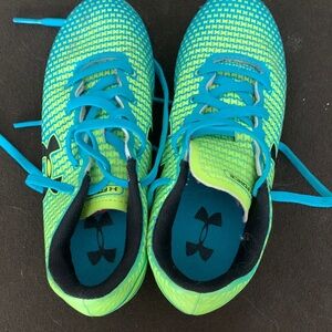 Under Armour Kids' Vibrant Teal and Lime Soccer Cleats girls.
